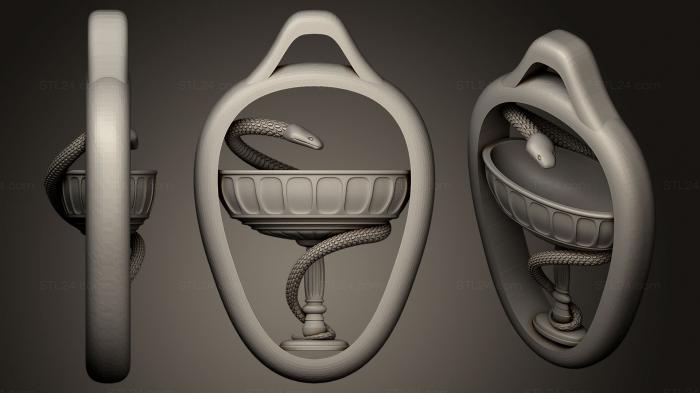 Статуэтки и статуи разные (Собака змея с чашей, STKR_0678) 3D модель для ЧПУ станка